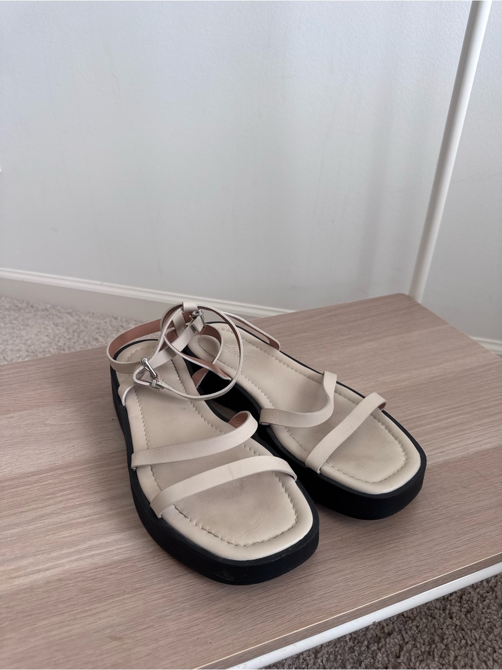 Madewell Cream Ankle-Strap Platform Sandals